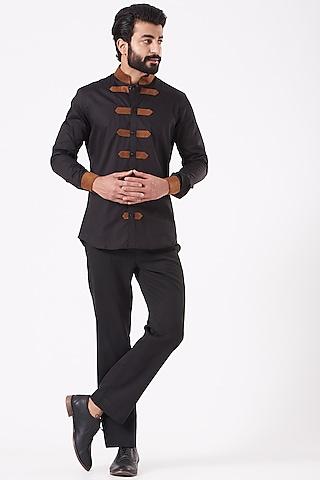 black & tan giza cotton shirt
