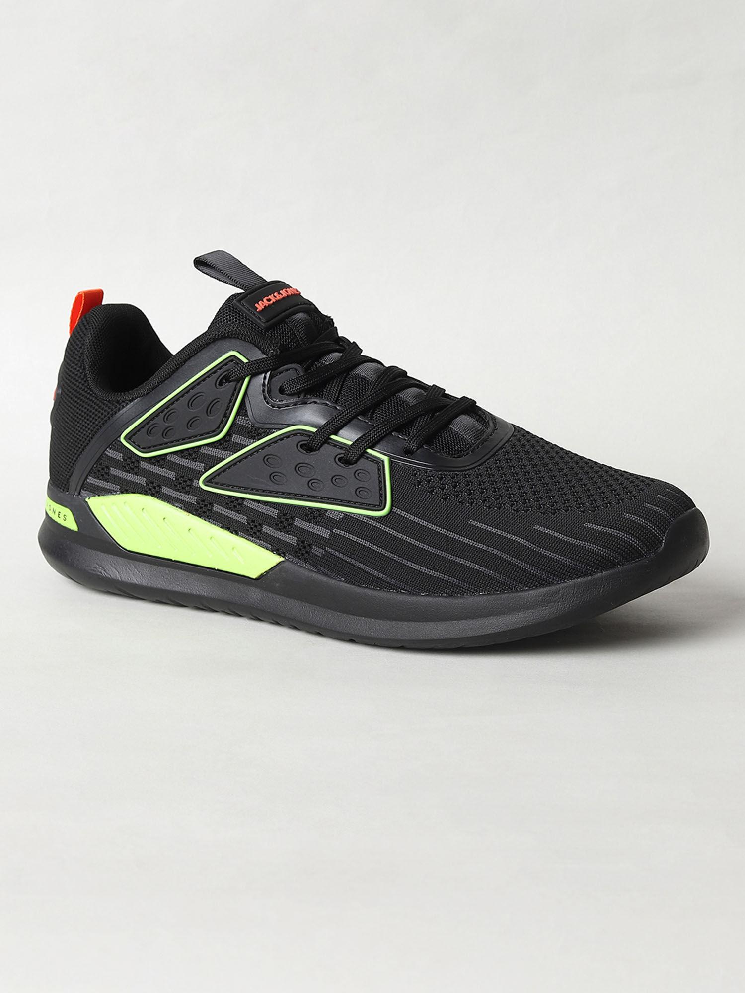 black &amp; neon green sneakers
