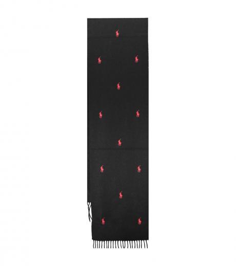black all-over signature logo scarf