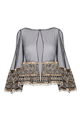 black and gold embroidered cape