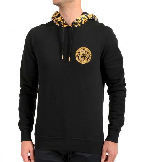 black barocco medusa embroidery hoodie