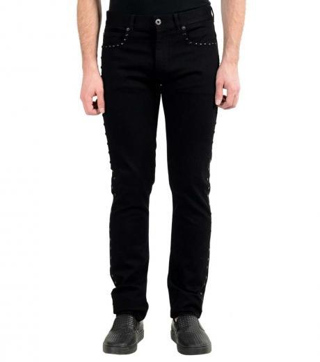 black beads decorated slim fit jeans