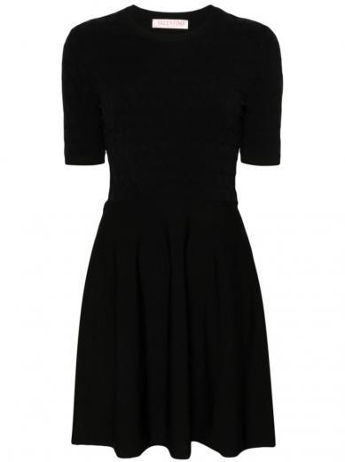 black black jacquard logo mini dress