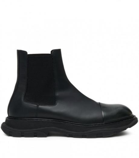 black black leather chelsea boots