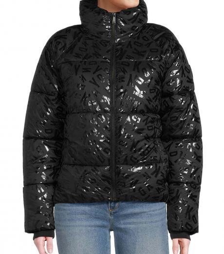 black boxy shine puffer jacket