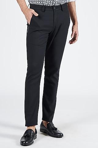 black brushed suiting fabric trousers