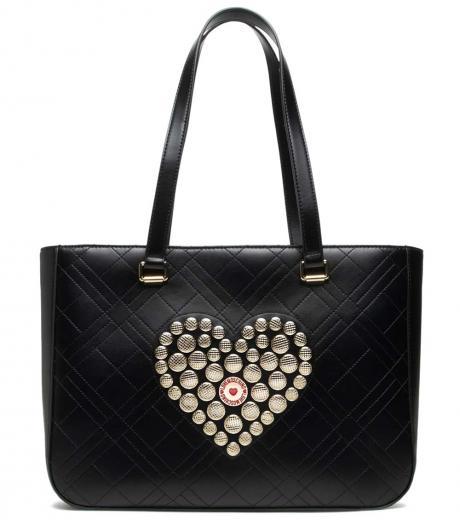 black button hearts large tote