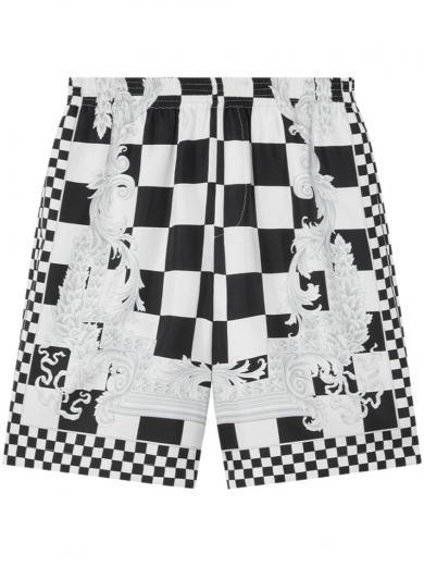 black checkered print bermuda shorts