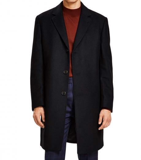 black classic fit luxury wool overcoat