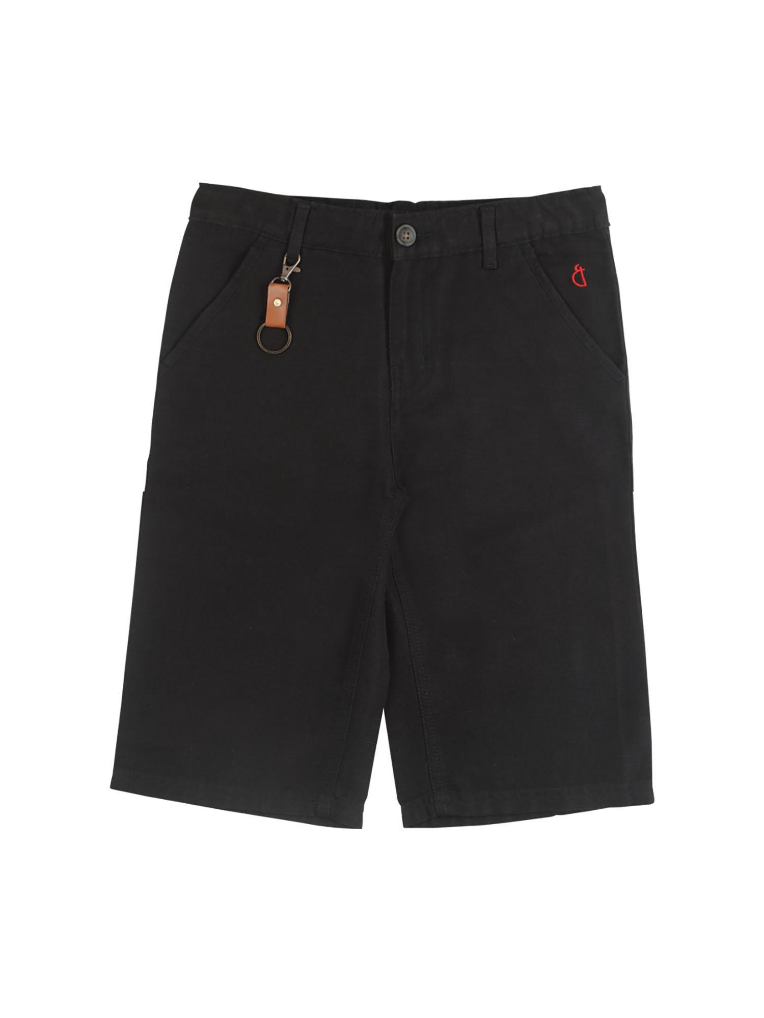 black color solid plain shorts