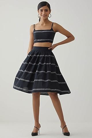 black cotton jacquard mini skirt
