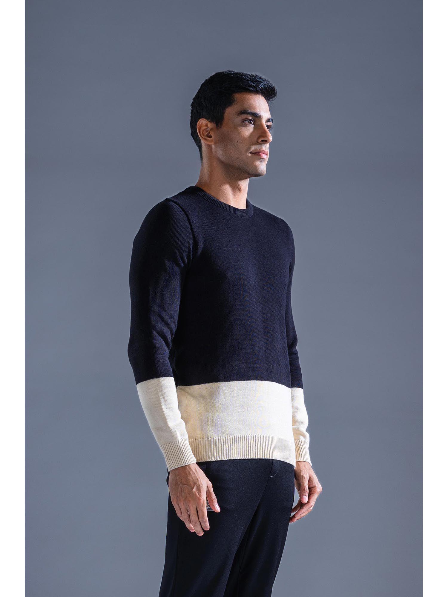 black cotton knit sweater panel sweater