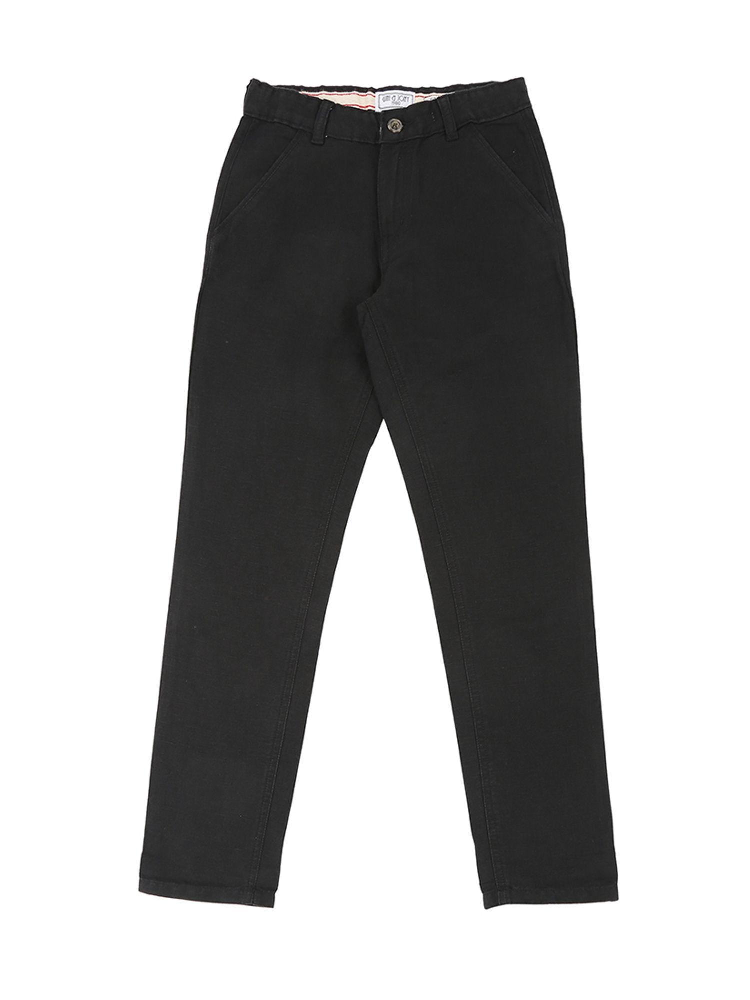 black cotton linen trouser