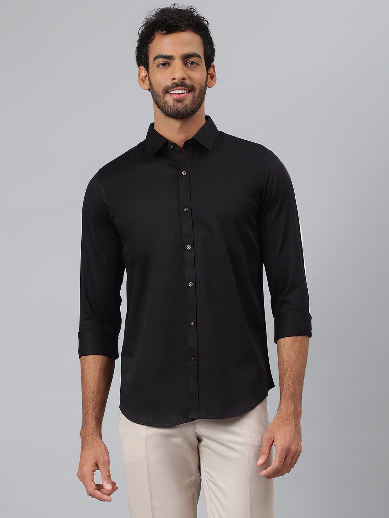 black cotton solid casual shirt