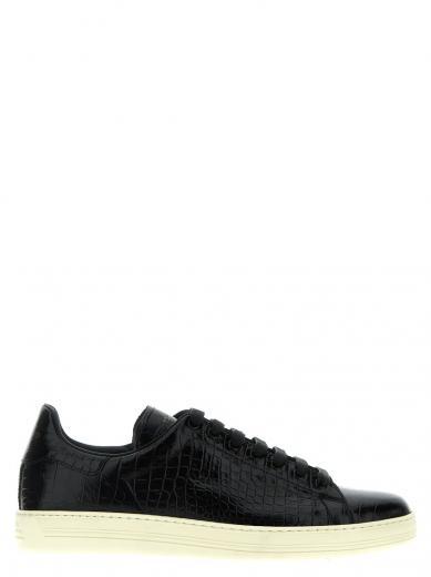 black croc print sneakers