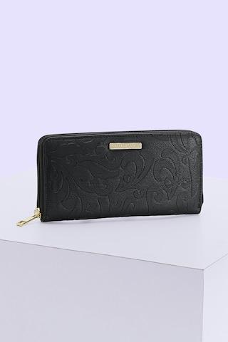black debossed casual semi-pu women wallet