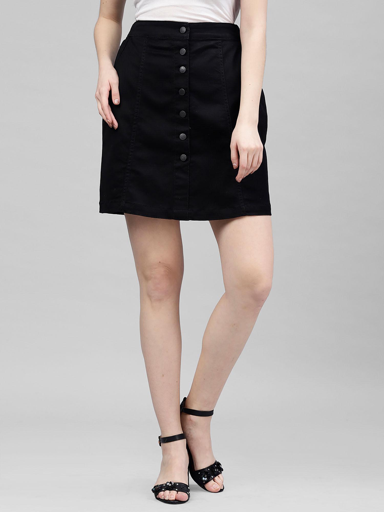 black denim mini skirt