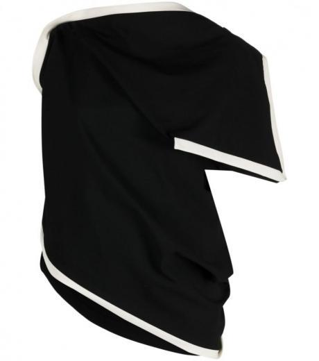 black draped asymmetric blouse