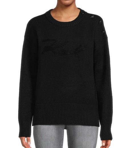 black drop shoulder logo sweater