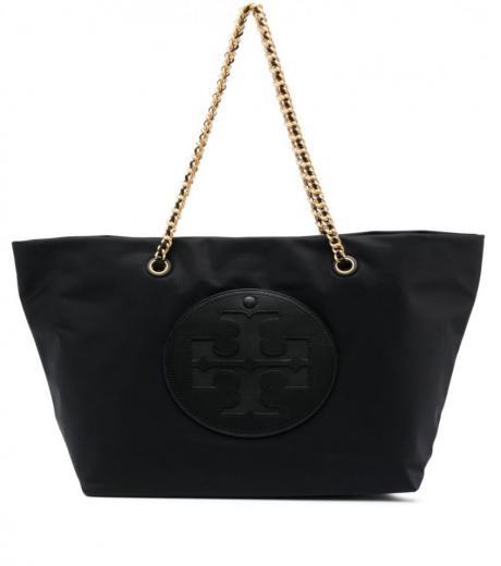 black ella chain nylon tote bag