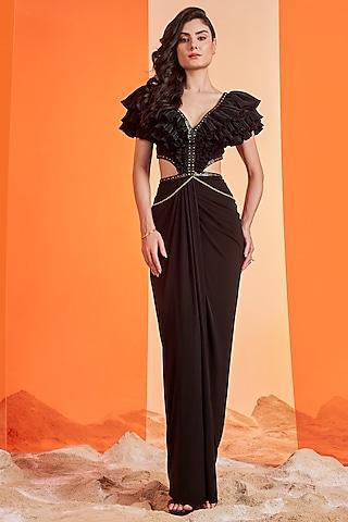 black embellished gown saree