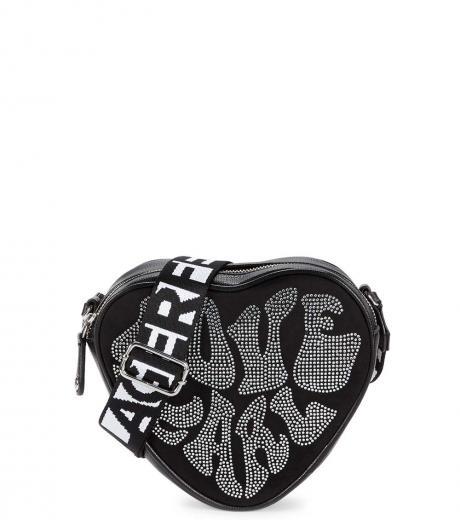 black embellished heart small crossbody bag