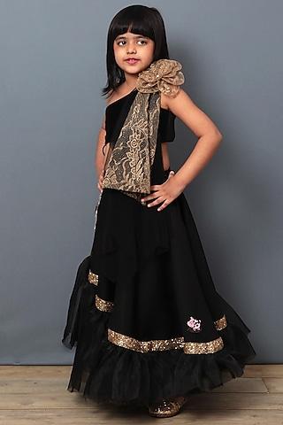 black embellished lehenga set for girls