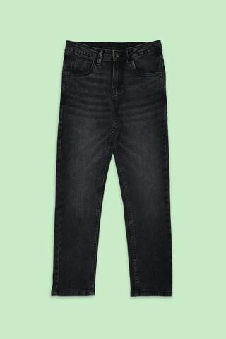 black embroidered ankle-length casual boys tapered fit jeans