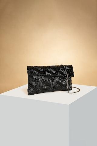 black embroidered casual textile women clutch