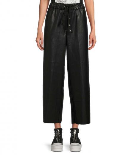 black faux leather cropped pants