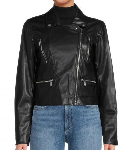 black faux leather moto jacket