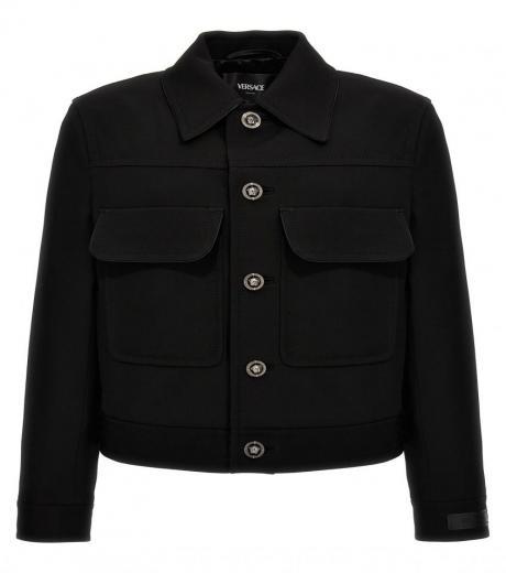 black fitted shirt jacket