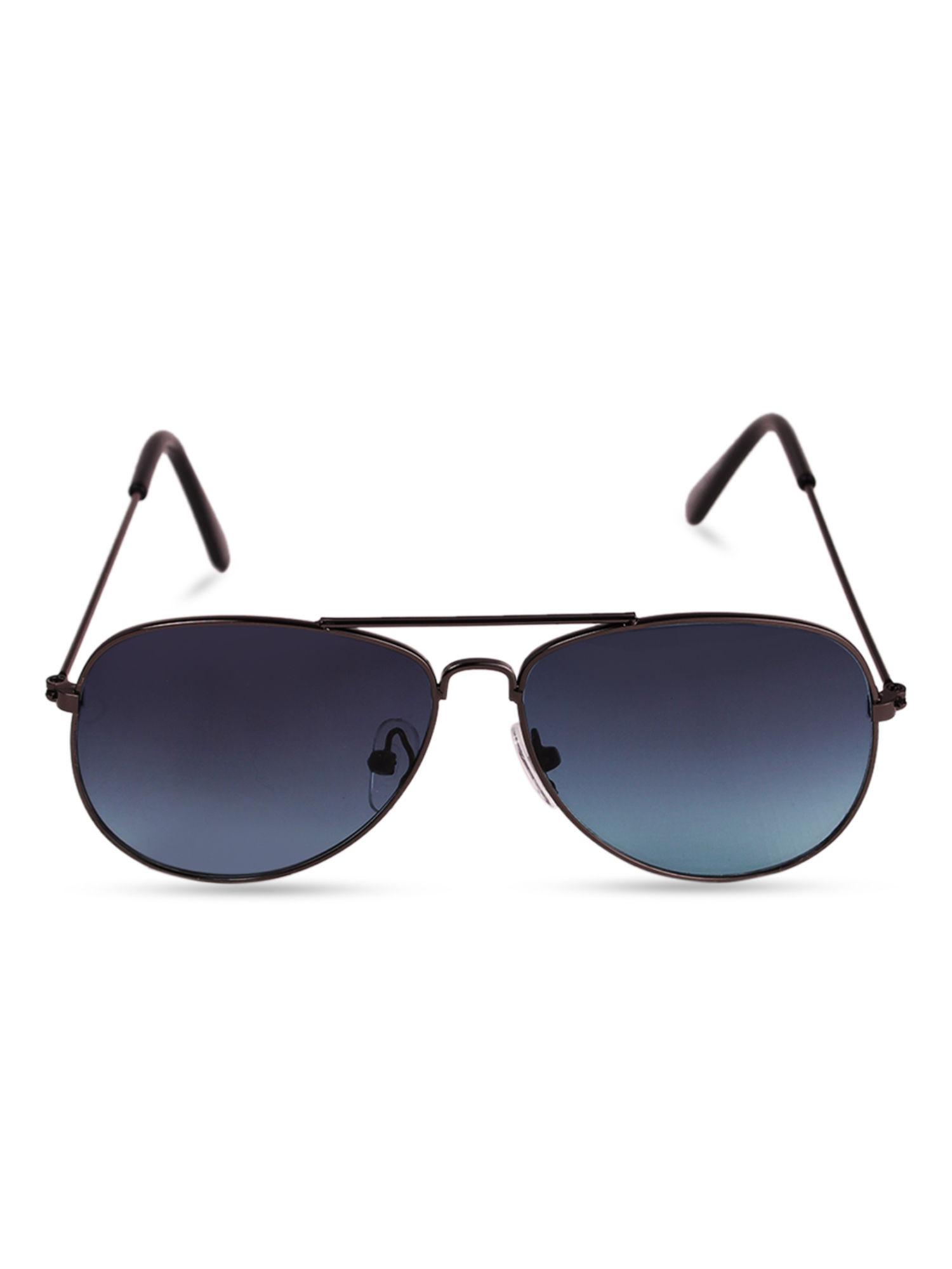 black frame blue lens aviator sunglasses (m)