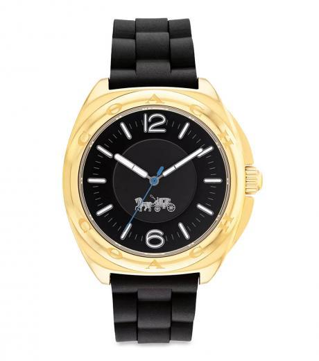 black golden bezel logo dial watch