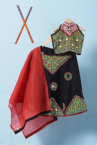 black hand embroidered lehenga set for girls