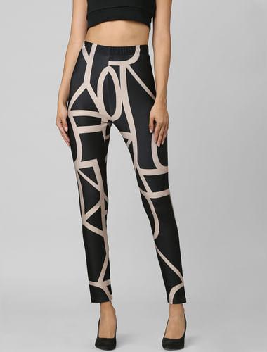 black high rise abstract print leggings