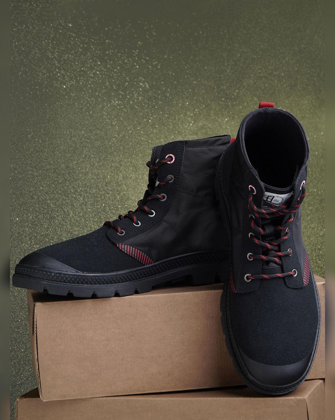 black high-top boots