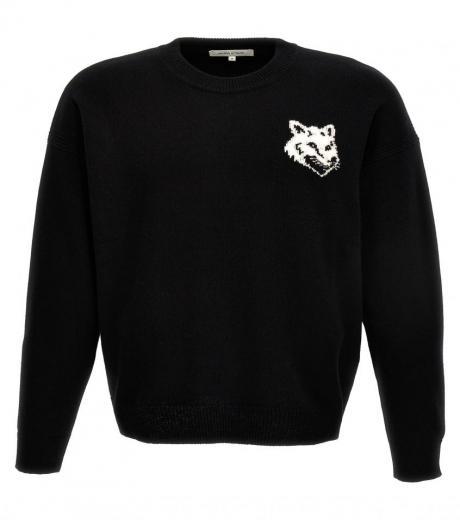 black jacquard logo sweater
