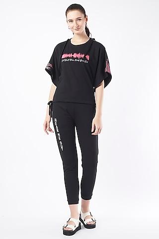 black jersey embroidered t-shirt