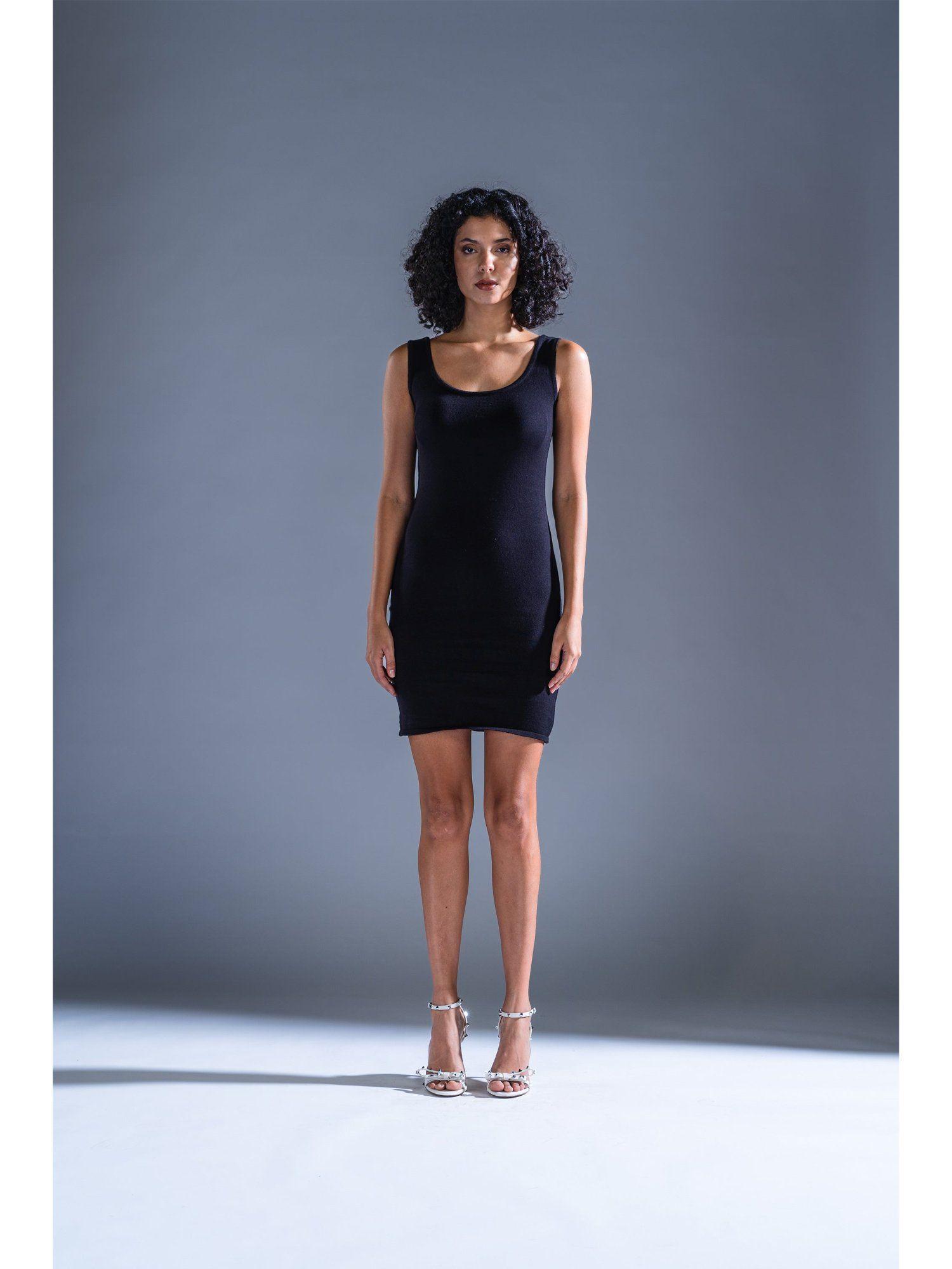 black knitted body con dress