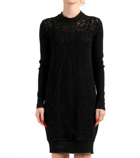 black lace knitted bodycon dress