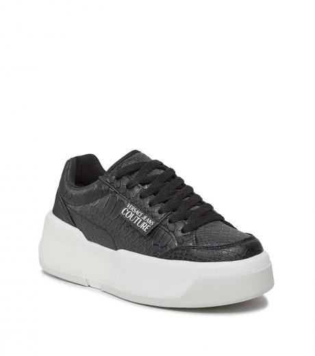 black leather logo sneakers