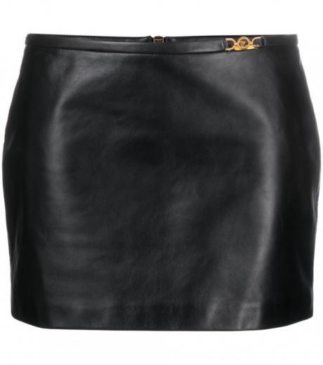 black leather mini skirt
