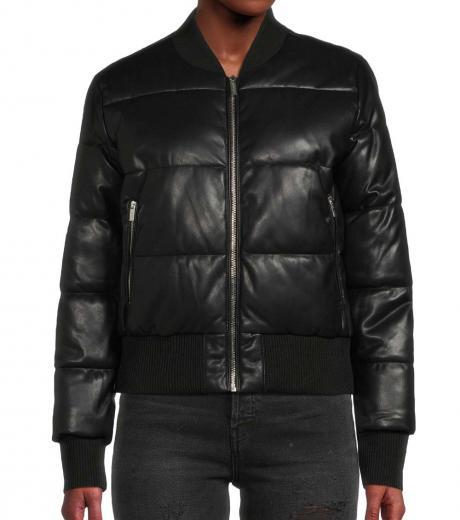 black leather puffer jacket jacket