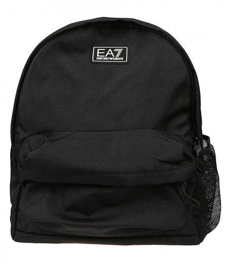 black logo backpack