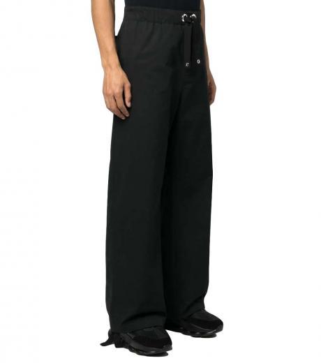 black logo embroidery straight trousers
