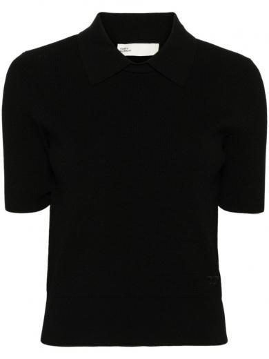 black logo knitted polo shirt