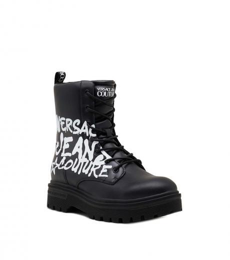 black logo lace up boot