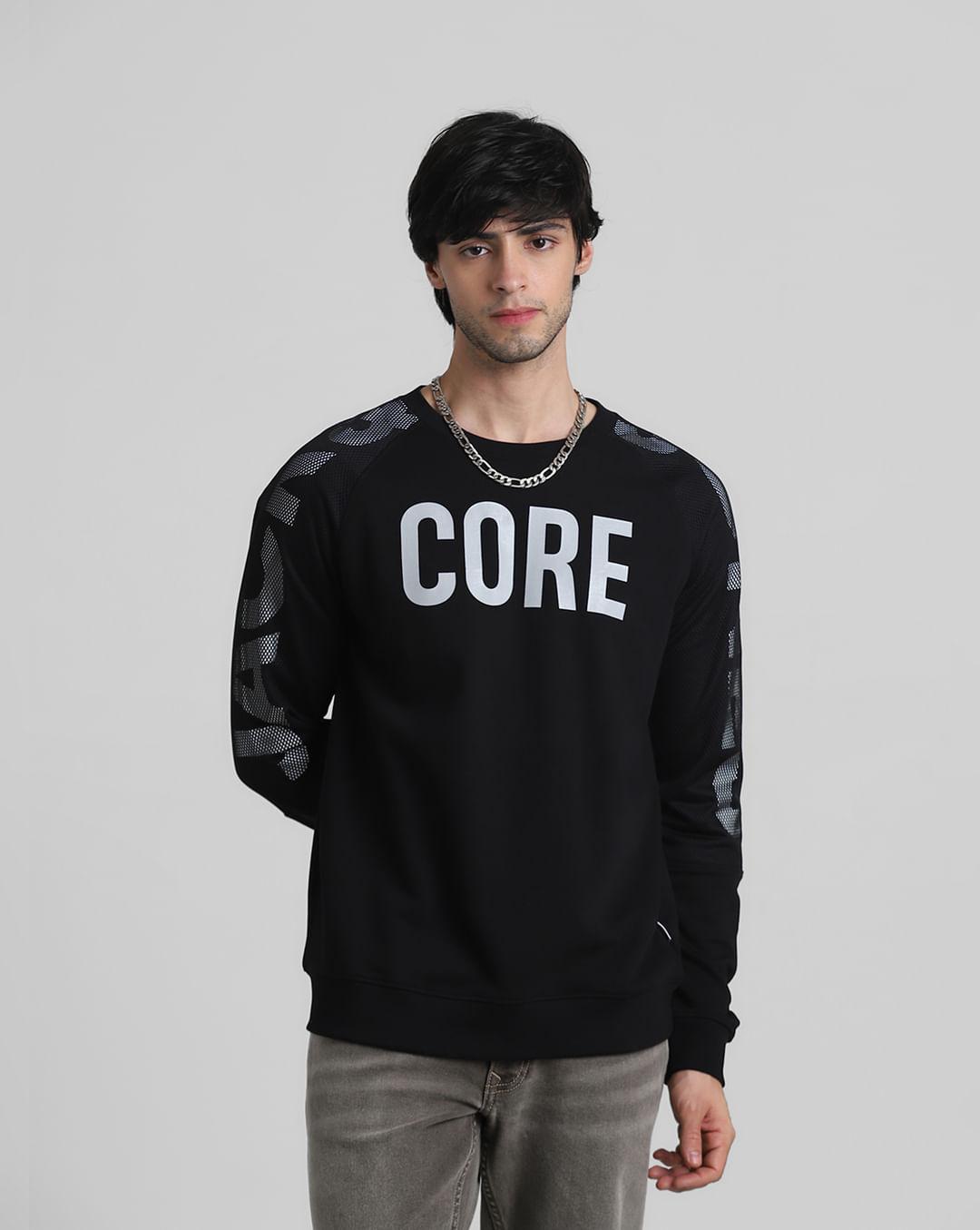 black logo print mesh sweatshirt