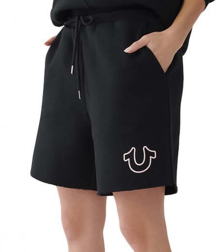 black logo shorts